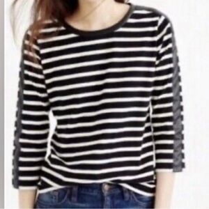 J.CREW Black and White Striped faux leather Women's Top
